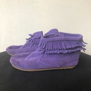 Purple suede moccasins. Size 3. $15